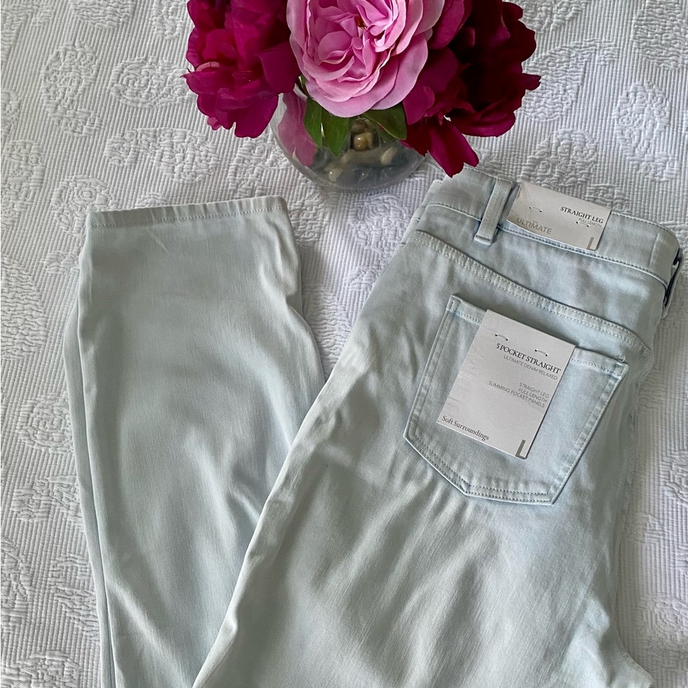 Soft surroundings the ultimate straight leg full length five pocket jeans